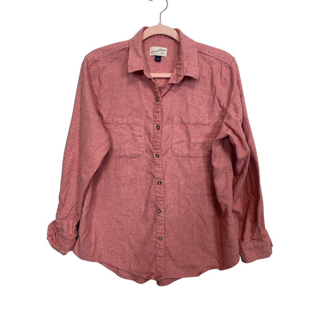 Universal Thread Flannel Button Up Long Sleeve Shirt In Coral Size M